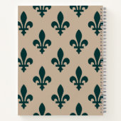 Fleur de Lis Pattern, Royal French Green on Cream Notitieboek (Achterkant)