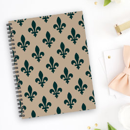 Fleur de Lis Pattern, Royal French Green on Cream Notitieboek