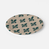 Fleur de Lis Pattern, Royal French Green on Cream Papieren Bordje (Gekanteld)