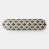 Fleur de Lis Pattern, Royal French Green on Cream Persoonlijk Skateboard (Horizontaal)