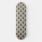 Fleur de Lis Pattern, Royal French Green on Cream Persoonlijk Skateboard (Voorkant)