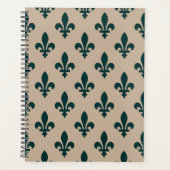 Fleur de Lis Pattern, Royal French Green on Cream Planner (Voorkant)