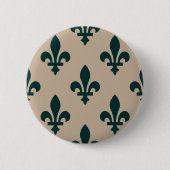 Fleur de Lis Pattern, Royal French Green on Cream Ronde Button 5,7 Cm (Voorkant)