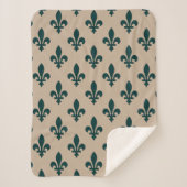 Fleur de Lis Pattern, Royal French Green on Cream Sherpa Deken (Voorkant)