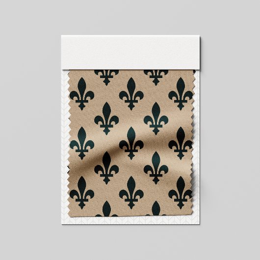 Fleur de Lis Pattern, Royal French Green on Cream Stof