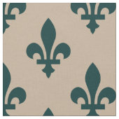 Fleur de Lis Pattern, Royal French Green on Cream Stof (Close Up)