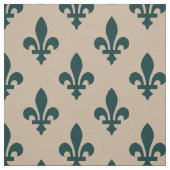 Fleur de Lis Pattern, Royal French Green on Cream Stof (Swatch)