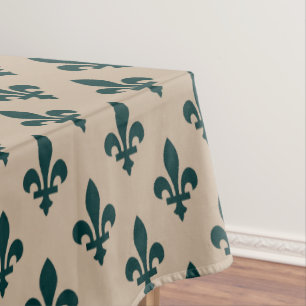 Fleur de Lis Pattern, Royal French Green on Cream Tafelkleed