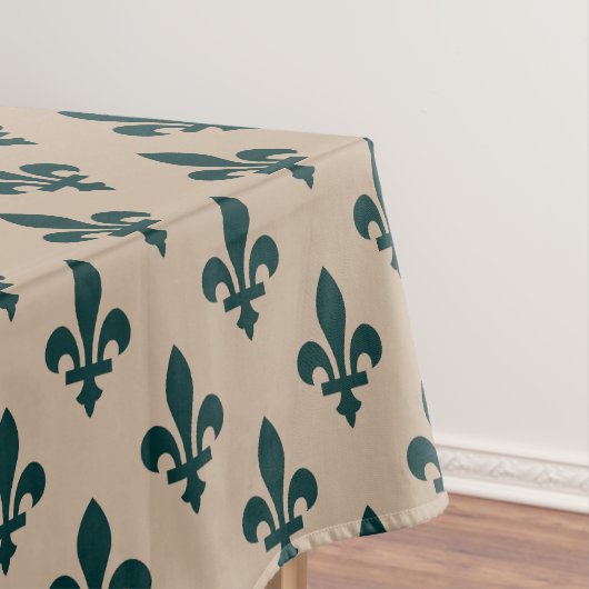 Fleur de Lis Pattern, Royal French Green on Cream Tafelkleed (Voorbeeld)