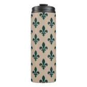 Fleur de Lis Pattern, Royal French Green on Cream Thermosbeker (Voorkant)