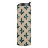 Fleur de Lis Pattern, Royal French Green on Cream Thermosbeker (Gedraaid links)