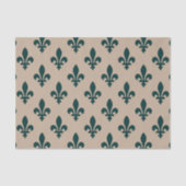 Fleur de Lis Pattern, Royal French Green on Cream Tissuepapier (Voorkant)