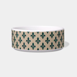 Fleur de Lis Pattern, Royal French Green on Cream Voerbakje