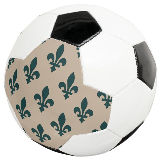 Fleur de Lis Pattern, Royal French Green on Cream Voetbal (Drie kwart)