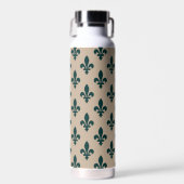 Fleur de Lis Pattern, Royal French Green on Cream Waterfles (Voorkant)