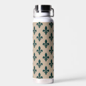 Fleur de Lis Pattern, Royal French Green on Cream Waterfles (Achterkant)