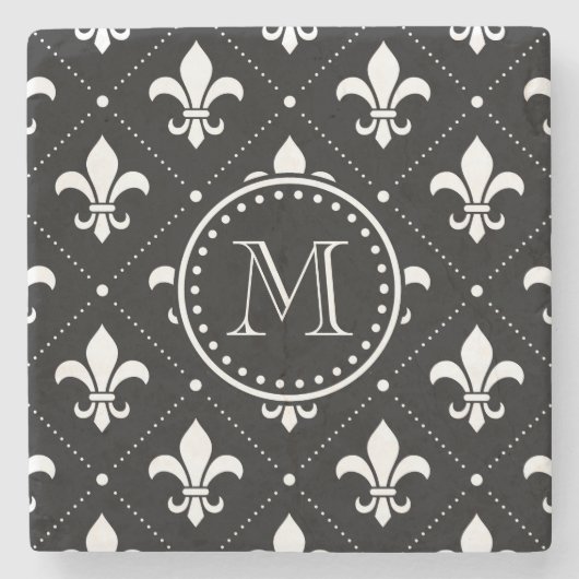 Fleur De Lis Pattern Stenen Onderzetter (Voorkant)