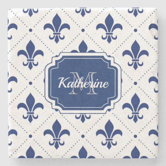 Fleur-de-lis Pattern Stenen Onderzetter (Voorkant)