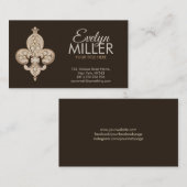 Fleur-de-lis Pearl en Gold Ornament Visitekaartje (Voorkant / Achterkant)