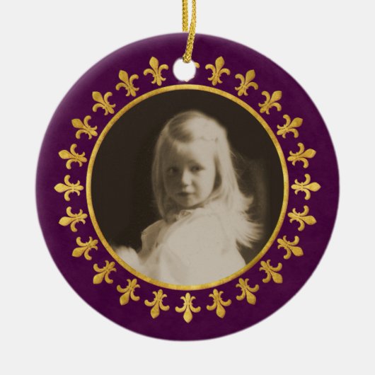 Fleur-de-lis Photo Lijst Keramisch Ornament (Voorkant)