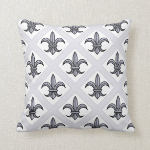 Fleur-de-Lis Pillow (zilver) Kussen