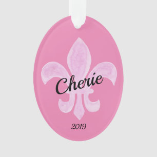 Fleur de Lis Pink - Gepersonaliseerd Ornament