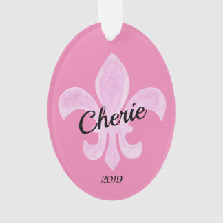 Fleur de Lis Pink - Gepersonaliseerd Ornament