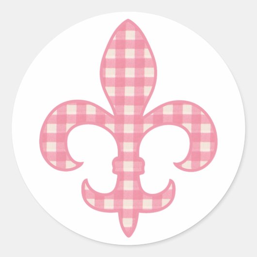 Fleur de lis Pink Gingham stickers (Voorkant)