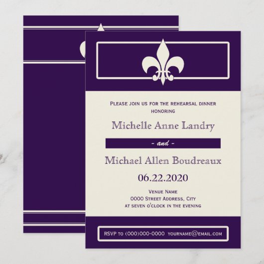 Fleur de Lis Poster stijl repetitie diner Kaart (Voorkant / Achterkant)