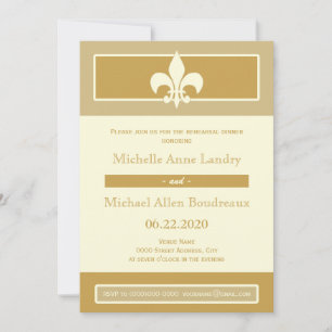 Fleur de Lis Poster Style Rehearsal Dinner Kaart