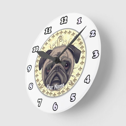 Fleur De Lis Pug klok (Hoek)