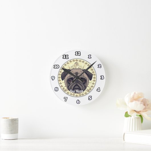 Fleur De Lis Pug klok (Huis)
