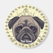 Fleur De Lis Pug Magneet (Voorkant)