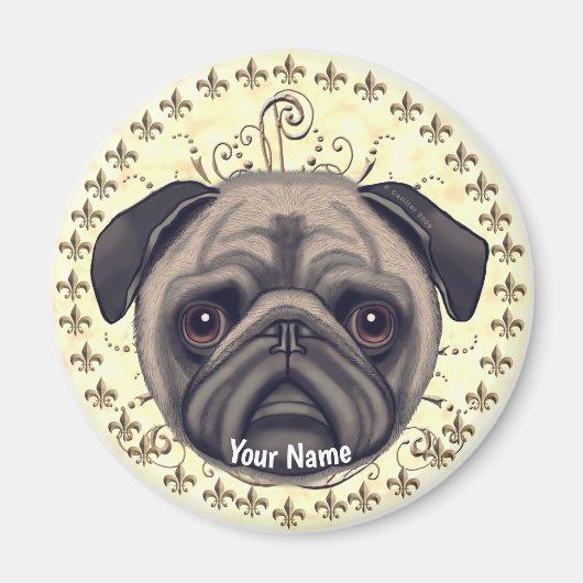 Fleur De Lis Pug Magneet (Voorkant)