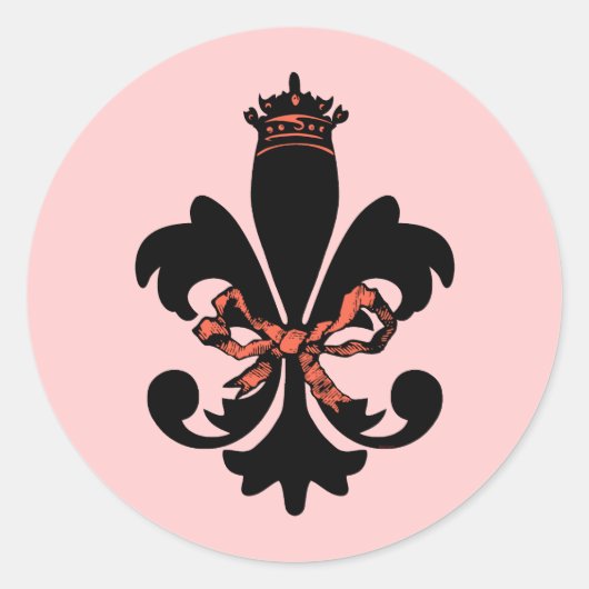 Fleur de lis Queen met boeg Ronde Sticker (Voorkant)