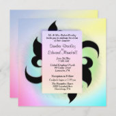 Fleur de lis Rainbow Wedding Invitation Kaart (Voorkant / Achterkant)