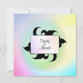 Fleur de lis Rainbow Wedding Invitation Kaart (Achterkant)