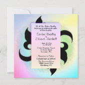 Fleur de lis Rainbow Wedding Invitation Kaart (Voorkant)