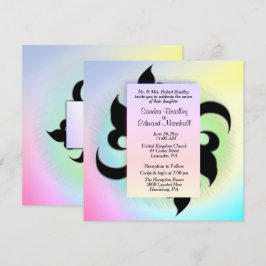 Fleur de lis Rainbow Wedding Invitation Kaart