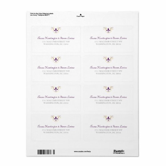 Fleur de Lis Reactie Envelop Label (Full Sheet)