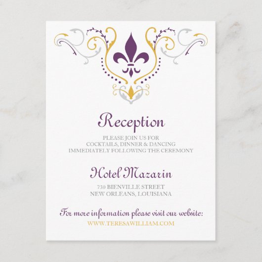 Fleur de Lis Receptie Kaart (Voorkant)