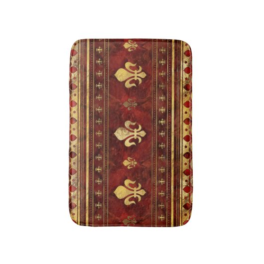Fleur-de-lis Red Marble en Gold Badmat (Voorkant Verticaal)