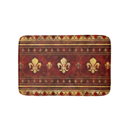 Fleur-de-lis Red Marble en Gold Badmat (Voorkant)