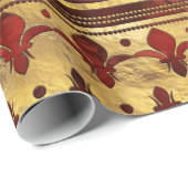 Fleur-de-lis Red Marble en Gold Cadeaupapier (Rol Hoek)