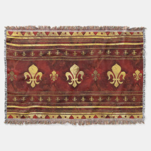Fleur-de-lis Red Marble en Gold Deken