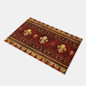 Fleur-de-lis Red Marble en Gold Deurmat (Schuin)