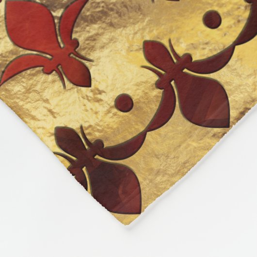 Fleur-de-lis Red Marble en Gold Fleece Deken (Hoek)