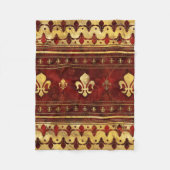 Fleur-de-lis Red Marble en Gold Fleece Deken (Voorkant)