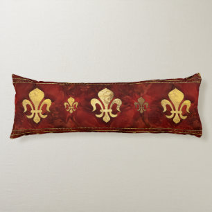 Fleur-de-lis Red Marble en Gold Lichaamskussen