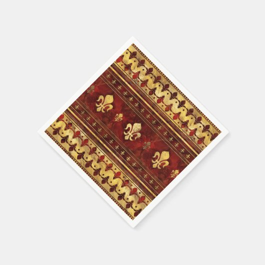 Fleur-de-lis Red Marble en Gold Servet (Hoek)